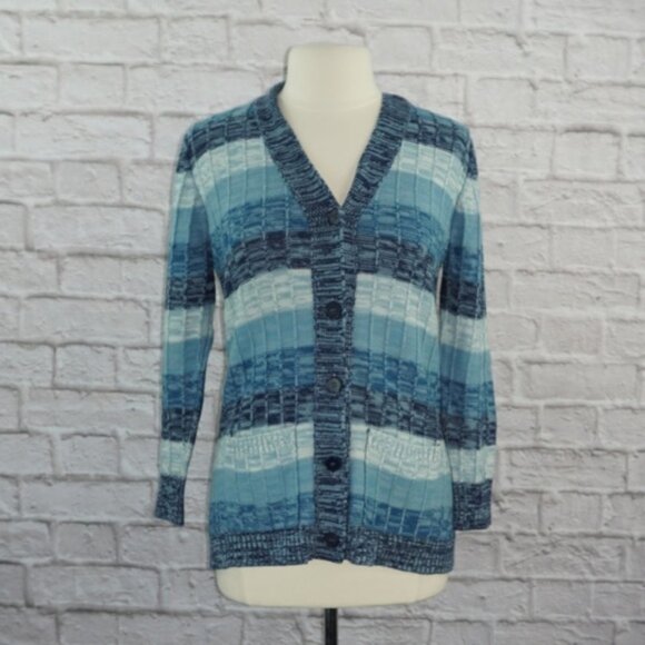Vintage 70s Striped Cardigan Sweater - Picture 1 of 6